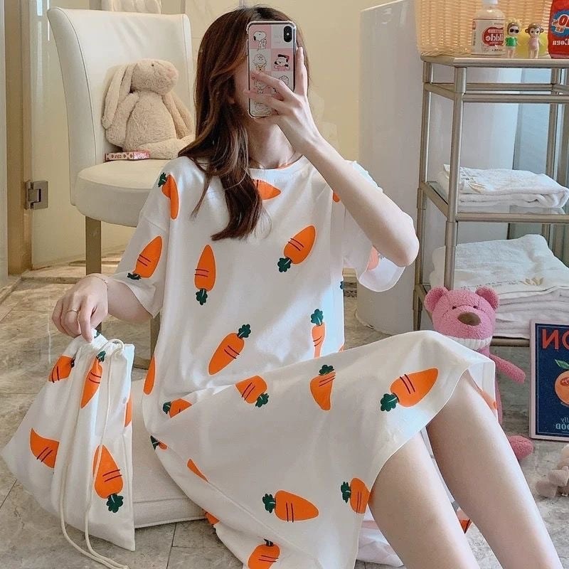 Summer Korean Princess Sweet Cute Cloth Bag Nightdress Women