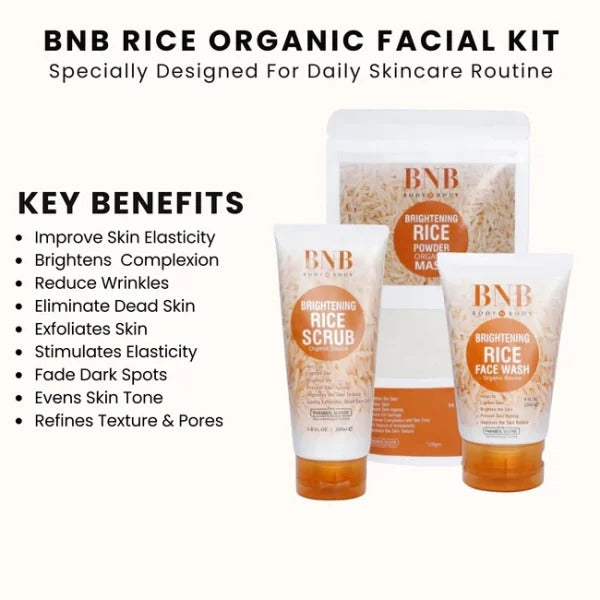 BNB 3 in 1 Rice Glow Kit + Free 50 Sunblock